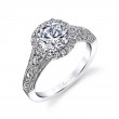 Round Cut Modern Vintage Halo Engagement Ring - Cheri