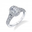 Oval Cut Modern Vintage Halo Engagement Ring - Cheri