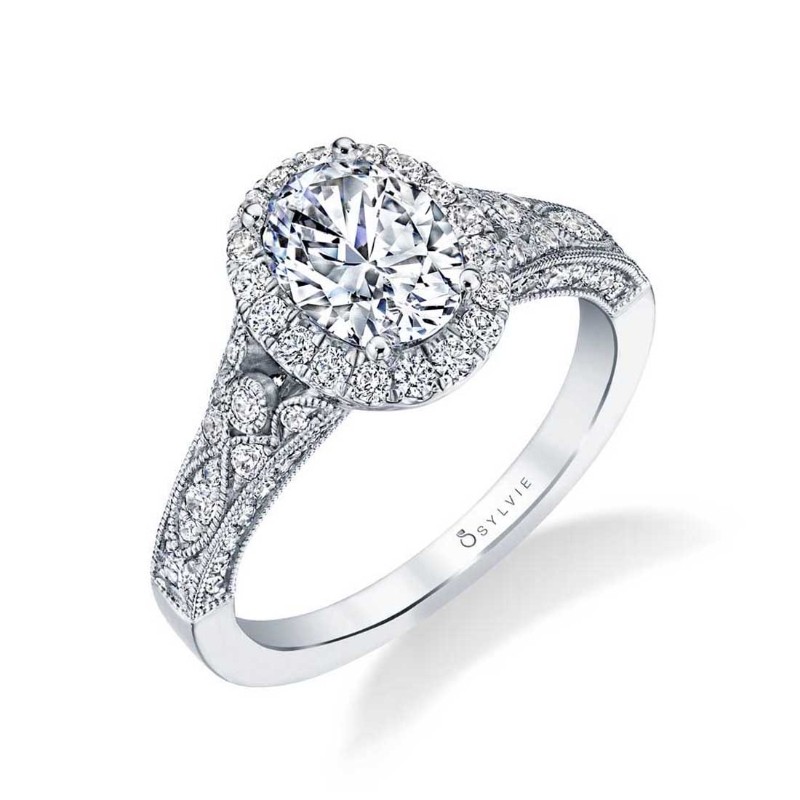Oval Cut Modern Vintage Halo Engagement Ring - Cheri