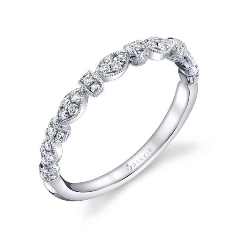 Vintage Inspired Stackable Wedding Band - Charlene