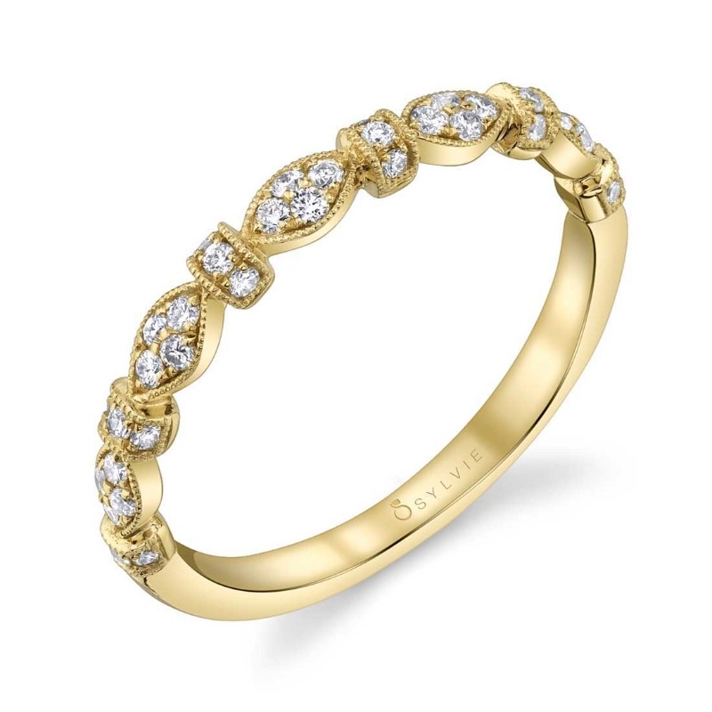 Vintage Inspired Stackable Wedding Band - Charlene