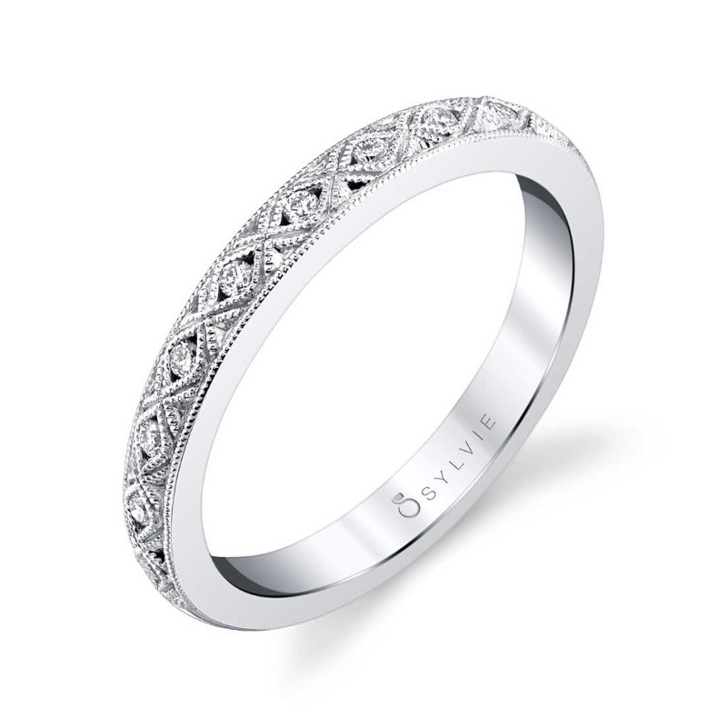 Vintage Inspired Stackable Wedding Band - Sybil