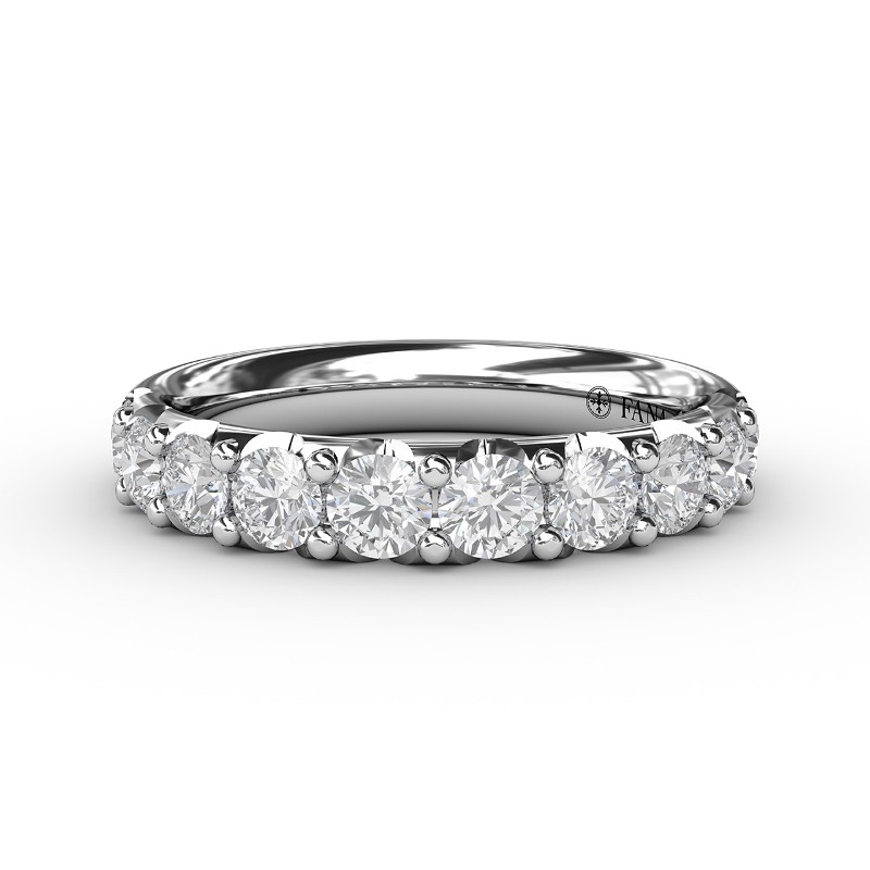 14K WHITE GOLD BAND WITH 1.0CTTW ROUND SI CLARITY & G COLOR DIAMONDS