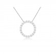 14K WHITE GOLD CIRCLE PENDANT WITH .25CTTW ROUND I1 CLARITY & HI COLOR DIAMONDS ON A PENDANT CHAIN