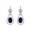 14K WHITE GOLD DROP EARRINGS WITH 2.00CTTW OVAL SAPPHIRES WITH .34CTTW ROUND I1 CLARITY & HI COLOR DIAMONDS SET IN THE OPEN PEAR SHAPE AND TOP