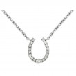14K WHITE GOLD HORSESHOE PENDANT WITH .10CTTW ROUND I1 CLARITY & HI COLOR DIAMONDS ON AN 18