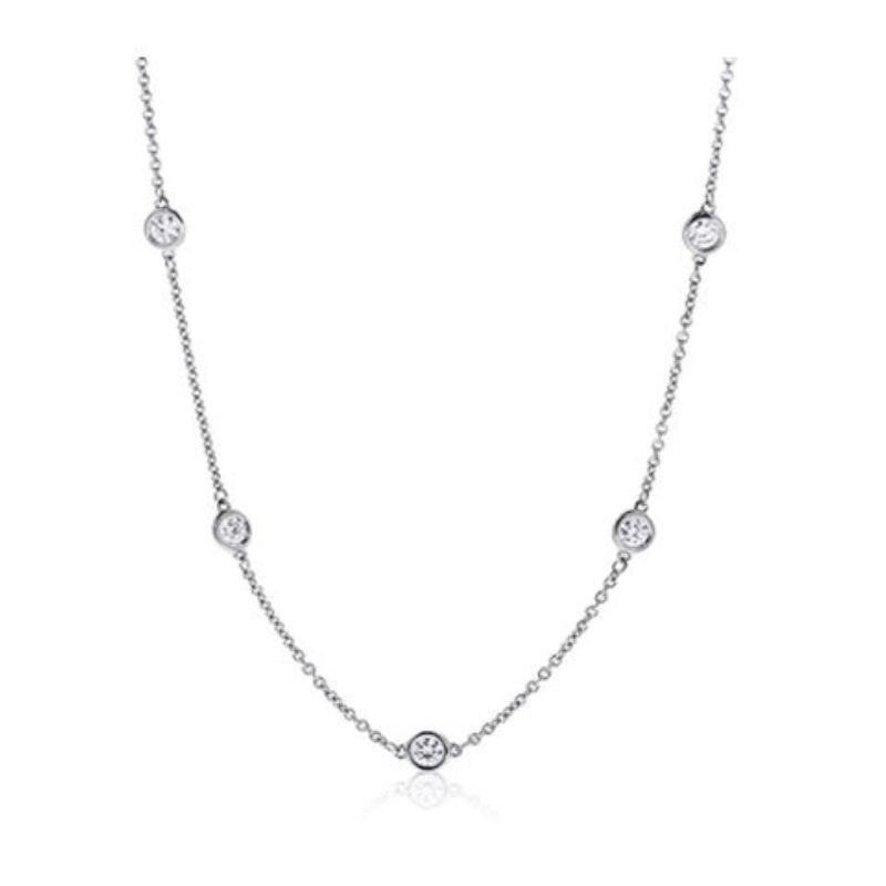 14K WHITE GOLD DIAMONDS BY THE YARD NECKLACE WITH .16 CTTW ROUND I1 CLARITY & HI COLOR DIAMONDS