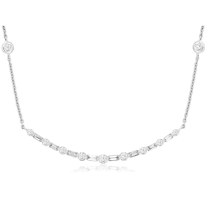 14KW Diamond Curve Bar Necklace