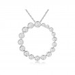 14K WHITE GOLD CIRCLE PENDANT WITH .55CTTW ROUND I1 CLARITY & HI COLOR BEZEL SET DIAMONDS ON A PENDANT CHAIN