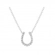 14K WHITE GOLD SMALL HORSESHOE PENDANT WITH .10CTTW ROUND I1 CLARITY & HI COLOR DIAMONDS ON A PENDANT CHAIN