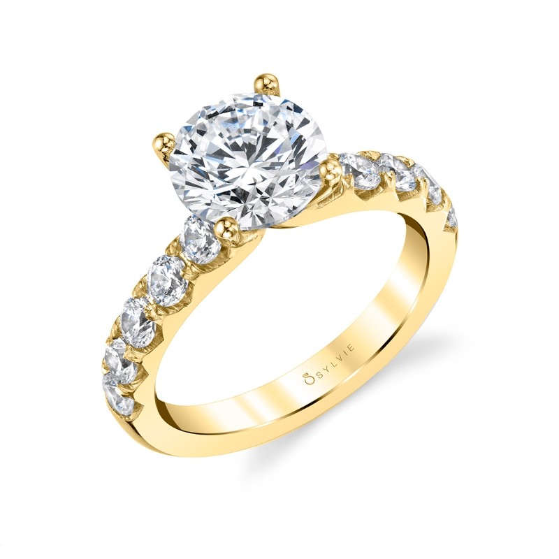 Round Cut Classic Wide Band Engagement Ring - Aloria