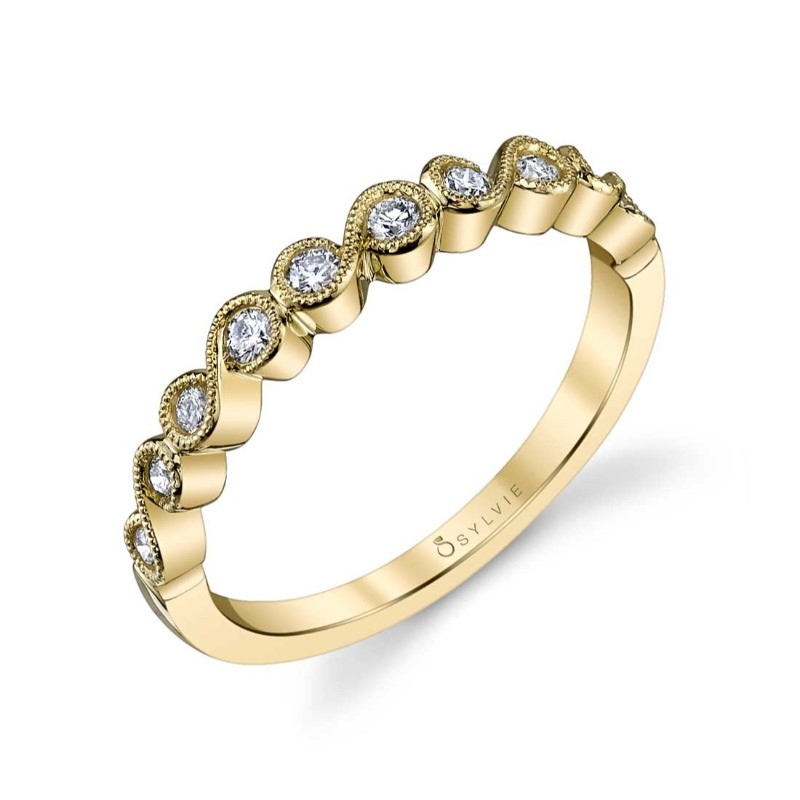 Vintage Inspired Diamond Stackable Wedding Band - Chloé