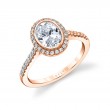Oval Cut Modern Bezel Halo Engagement Ring - Anita