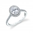 Oval Cut Modern Bezel Halo Engagement Ring - Anita