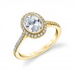 Oval Cut Modern Bezel Halo Engagement Ring - Anita