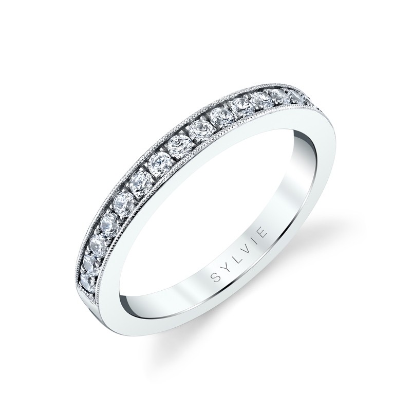 Channel Set Diamond Wedding Band - Eva