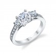 Cushion Cut Vintage Inspired Three Stone Engagement Ring - Noella