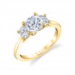 Cushion Cut Three Stone Engagement Ring - Guinevere
