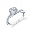 Cushion Cut Modern Halo Diamond Spiral Engagement Ring - Coralie