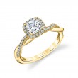 Cushion Cut Modern Halo Diamond Spiral Engagement Ring - Coralie