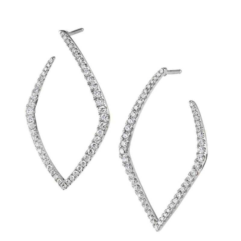 Diamond Hoop Earrings with Geometric Shape