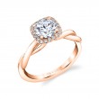 Round Cushion Cut Modern Halo Spiral Engagement Ring - Coralie