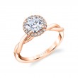 Round Cut Modern Halo Spiral Engagement Ring - Coralie