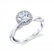 Round Cut Modern Halo Spiral Engagement Ring - Coralie