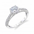 Round Cut Unique Hidden Halo Engagement Ring - Hyacinthe
