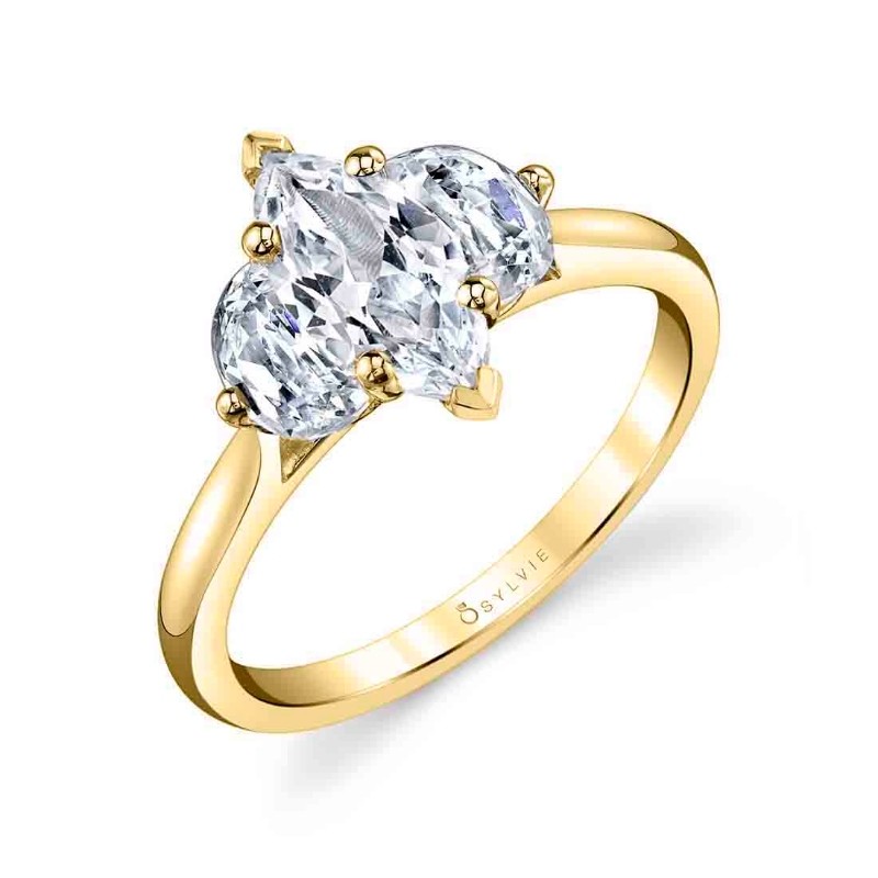Three Stone Marquise Engagement Ring - Melisandre