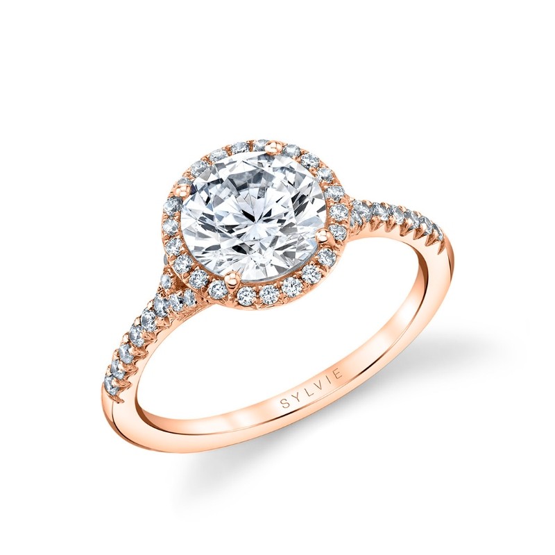 Round Cut Halo Engagement Ring - Alexandra