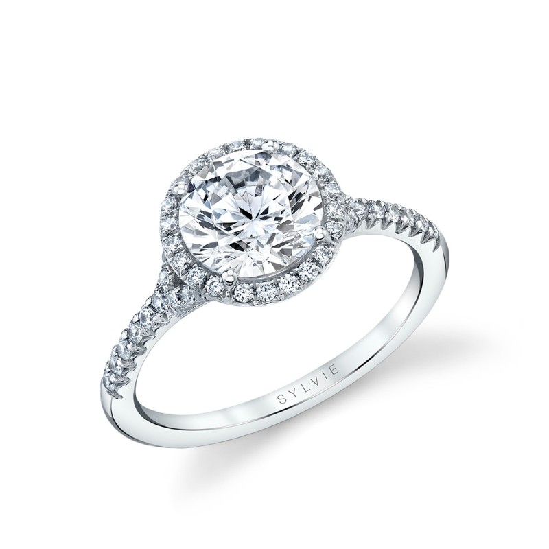 Round Cut Halo Engagement Ring - Alexandra