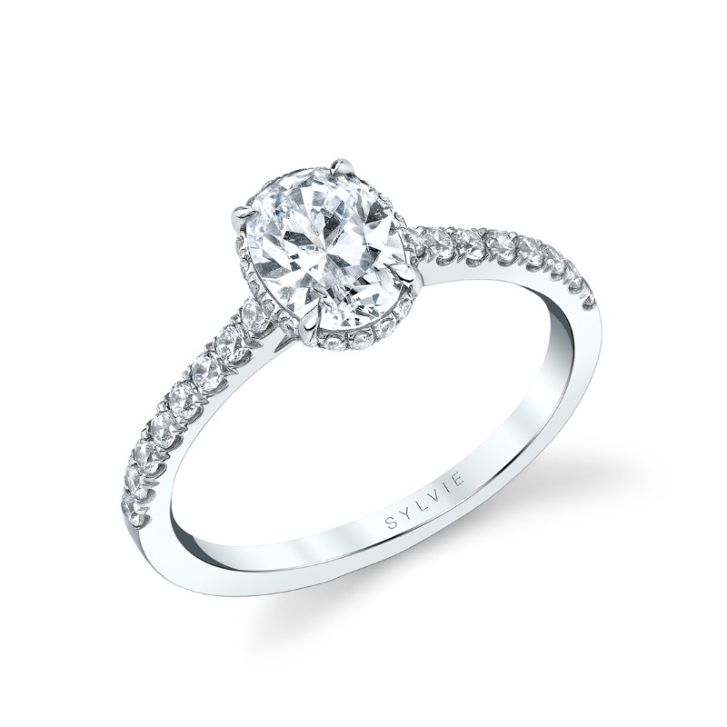 Oval Cut Classic Hidden Halo Engagement Ring - Anastasia