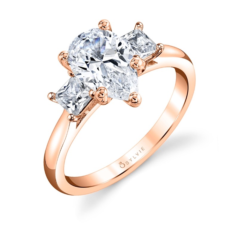 Pear Cut Ring with Princess Side Stones - Micheline