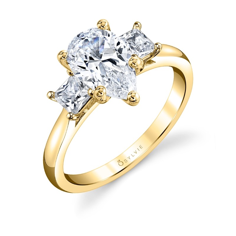 Pear Cut Ring with Princess Side Stones - Micheline