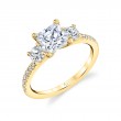 Princess Cut Modern Three Stone Engagement Ring - Gemma