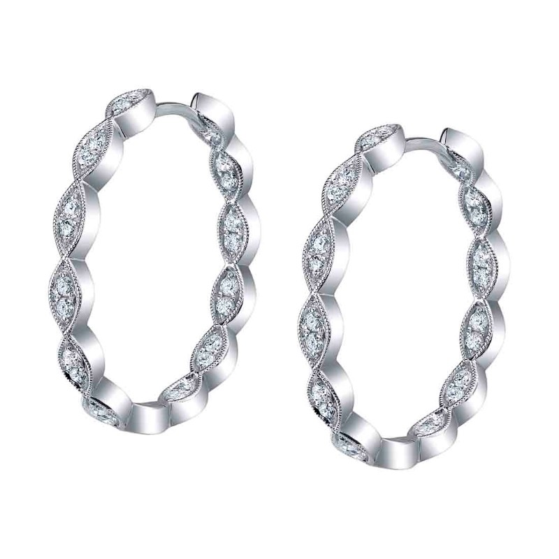 Vintage Inspired Diamond Hoop Earrings