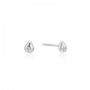 ANIA HAIE STERLING SILVER PEBBLE SPARKLE STUD EARRING