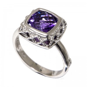 ANDREA CANDELA STERLING SILVER "RIOJA" SQUARE AMETHYST RING $150.00 SALE PRICE $135.00 ADDITIONAL FEE FOR SIZING TO FINGER SIZE 10 $15.00