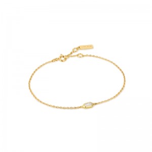 ANIA HAIE 14K GOLD PLATED ON STERLING SILVER SPARKLE EMBLEM CHAIN BRACELET