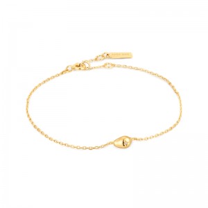 ANIA HAIE 14K GOLD PLATED ON STERLING SILVER PEBBLE SPARKLE CHAIN BRACELET