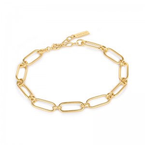 ANIA HAIE STERLING SILVER GOLD PLATED CABLE CONNECT CHUNKY CHAIN BRACELET