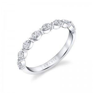 PLATINUM ONE PRONG BAND WITH .53CTTW MARQUISE SI CLARITY & GH COLOR DIAMONDS