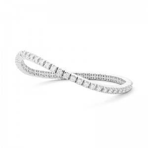14K WHITE GOLD 6.5" STRETCH BRACELET WITH 3.25CTTW ROUND SI CLARITY & H COLOR DIAMONDS