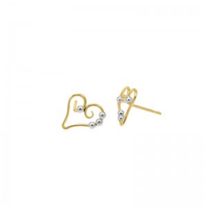SARATOGA JEWELS STERLING SILVER AND YELLOW GOLD FILLED DEW DROP HEART POST EARRINGS