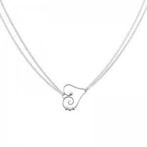 SARATOGA JEWELS STERLING SILVER DEW DROP HEART NECKLACE ON AN 18" DOUBLE CHAIN