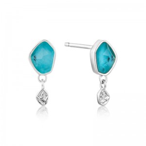 ANIA HAIE GOLD STERLING SILVER TURQUOISE DROP STUD EARRINGS