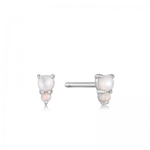 ANIA HAIE STERLING SILVER MOTHER OF PEARL AND KYO POST EARRINGS
