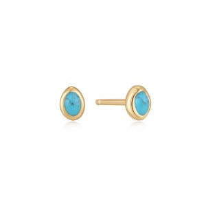 ANIA HAIE 14K GOLD PLATED ON STERLING SILVER YURQUOISE WAVE STUD EARRINGS