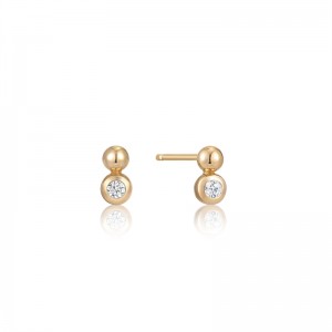 ANIA HAIE STERLING SILVER GOLD PLATED ORB SPARKLE STUD EARRINGS